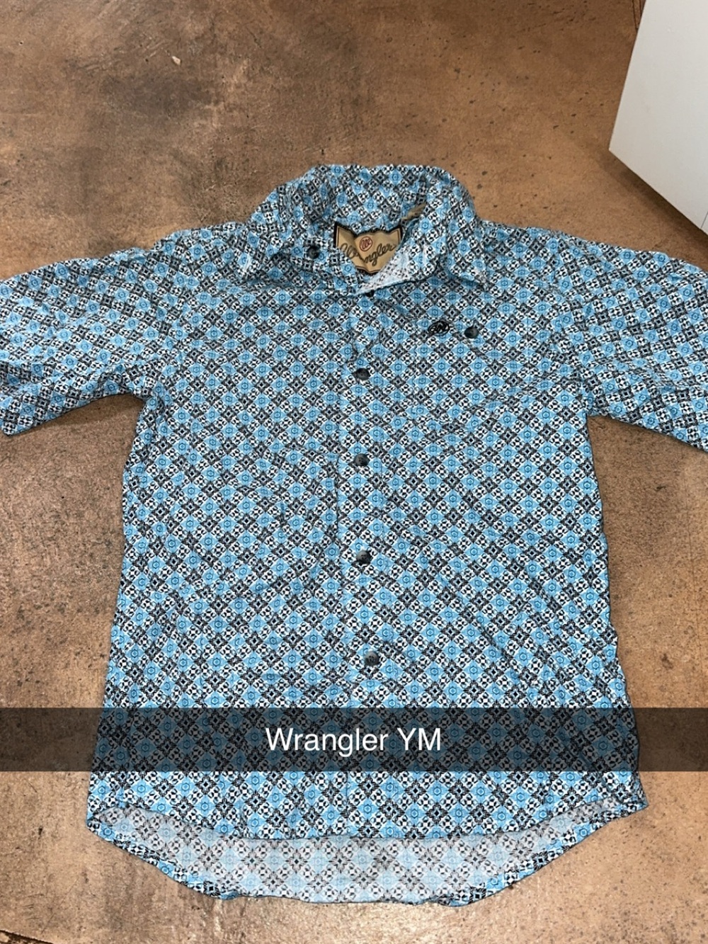 Wrangler Youth Blue Geometric Button-Down Shirt